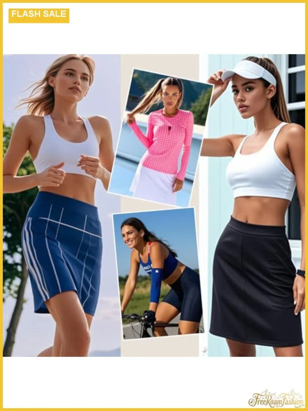 Women's Skort with Pockets Knee Length Athletic Drawstring High Waist